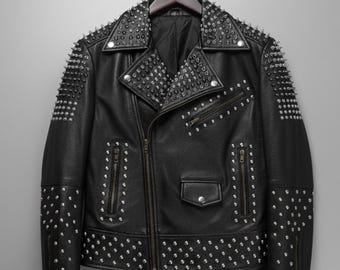 Black Studded Leather Jacket – Handmade Punk Rock Style