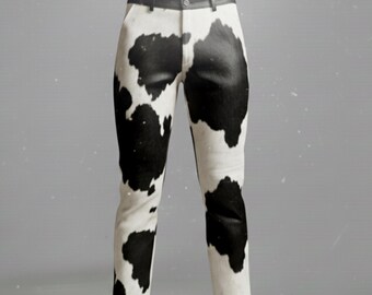Handmade Faux Fur Cow Print Pants – Western Pants for Festivals