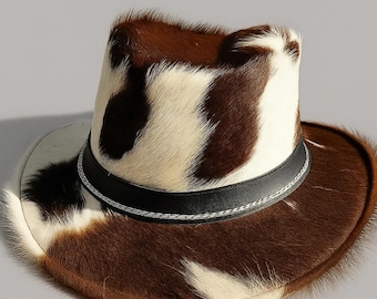 Handmade Brown Cowhide Fedora – Trendy Western Hat for Festivals