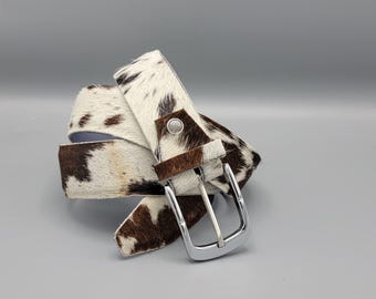 Cowhide Hair On Leather Belt – Handmade Western Rodeo Fashion Belt