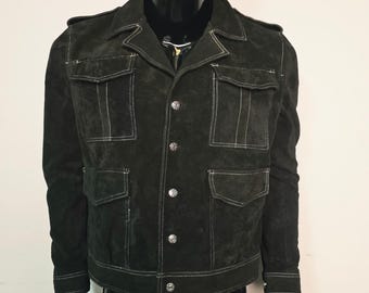 Handmade Black Suede Trucker Jacket for Men, A Classic Vintage Style Coat.