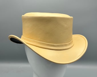 Golden Leather Top Hat – Handmade Steampunk Victorian Costume Hat