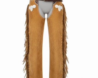 Handmade Suede Fringe Chaps – Authentic Rodeo Chaps for Cowboys & Cowgirls