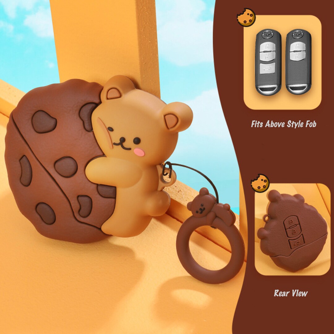 Key Fob Cover Cute Cookie Bear Silicon Molded Protector Case - Etsy