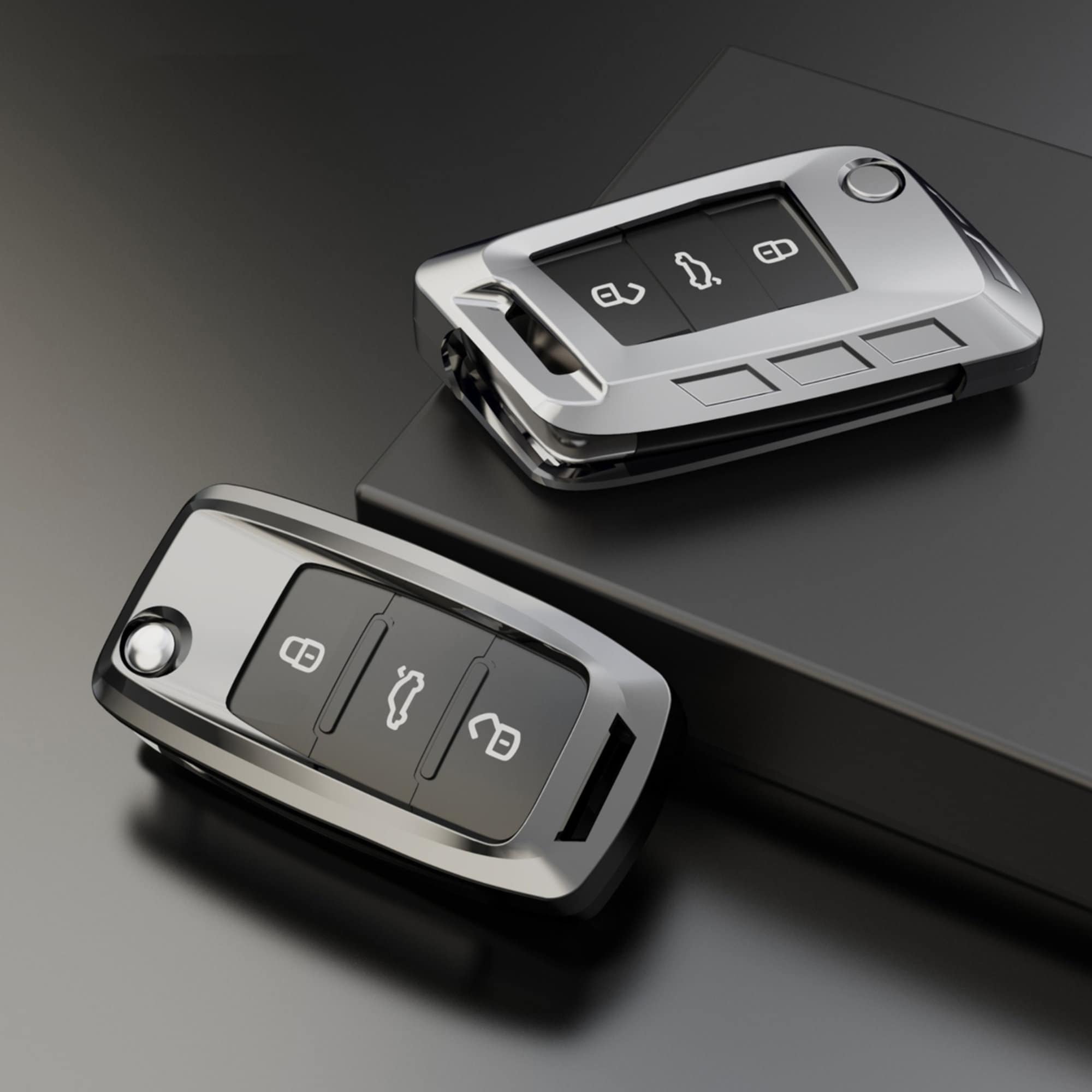 3pcs/set Tpu Soft Shell Car Key Case Cover + Black Braided Car Key