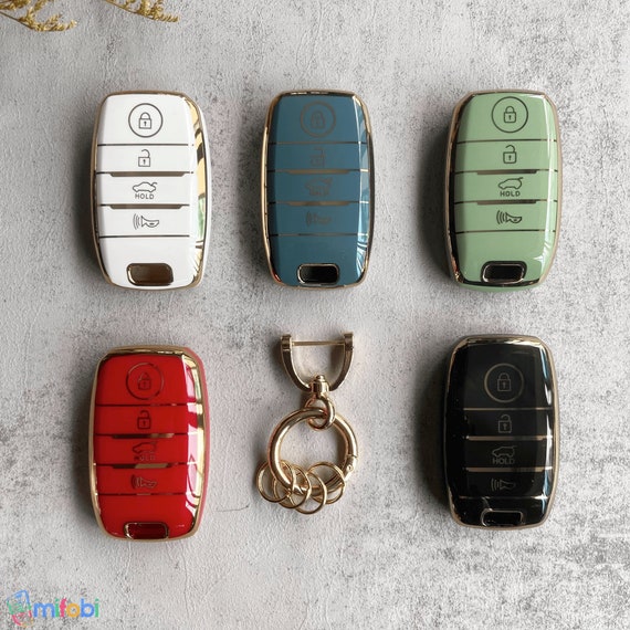 Universal Vehicle Smart Key Case Remote Fob Case Leather Car Key Holder  Keychain Ring Case Bag for Men Women