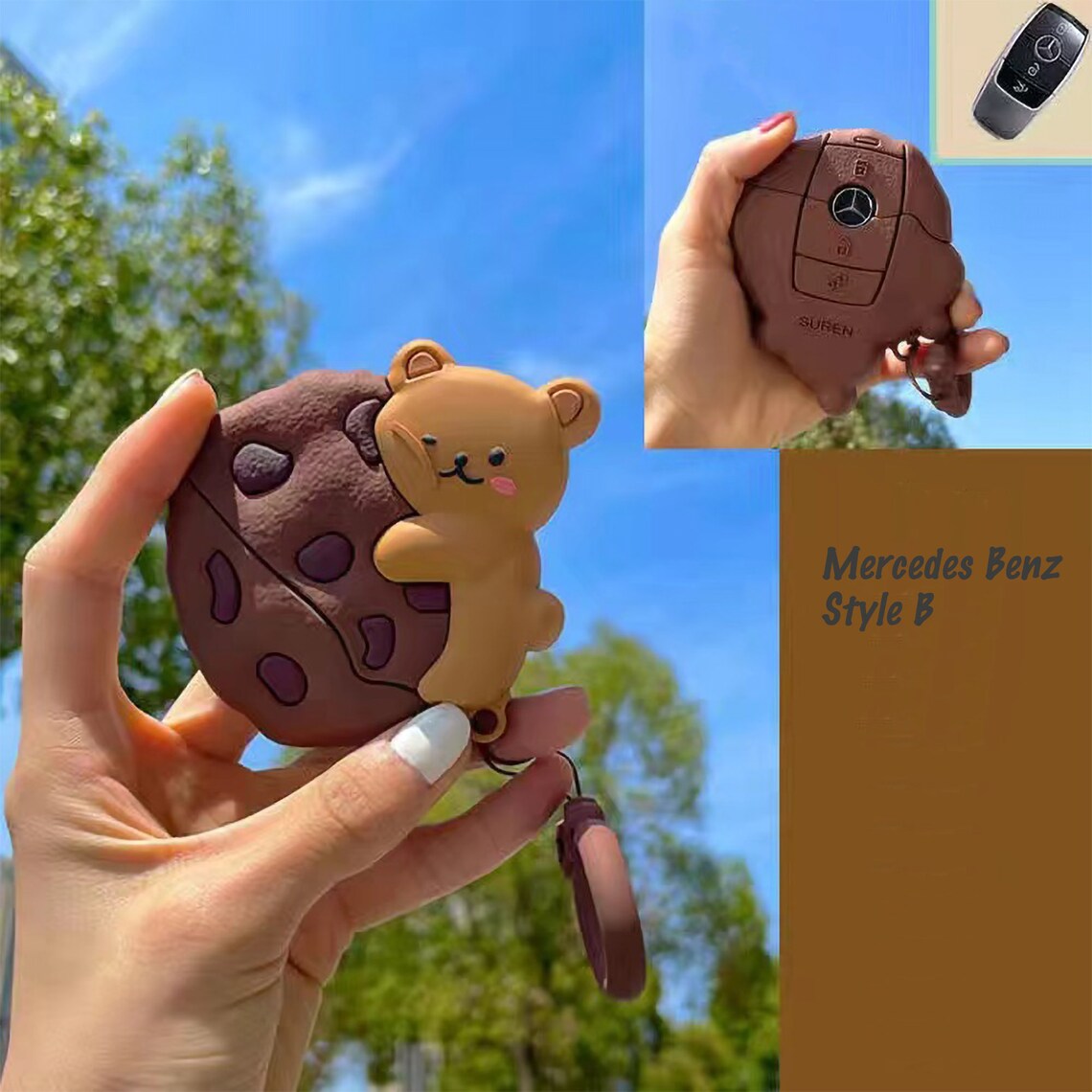 Key Fob Cover Cute Cookie Bear Silicon Moulded Protector Case - Etsy