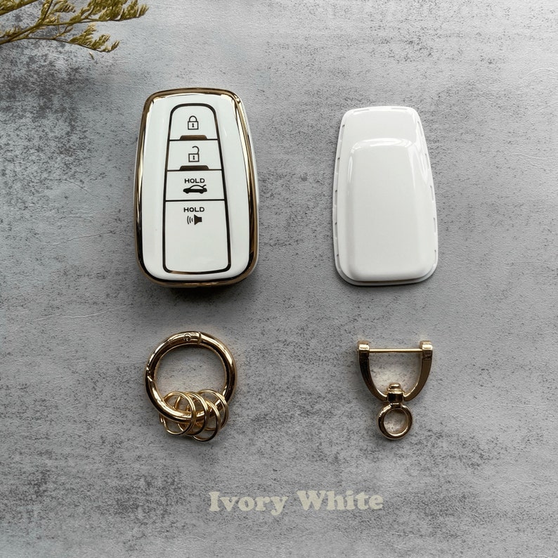 Key Fob Cover Case for Toyota Highlander Rav4 Camry Corolla Remote Ivory White