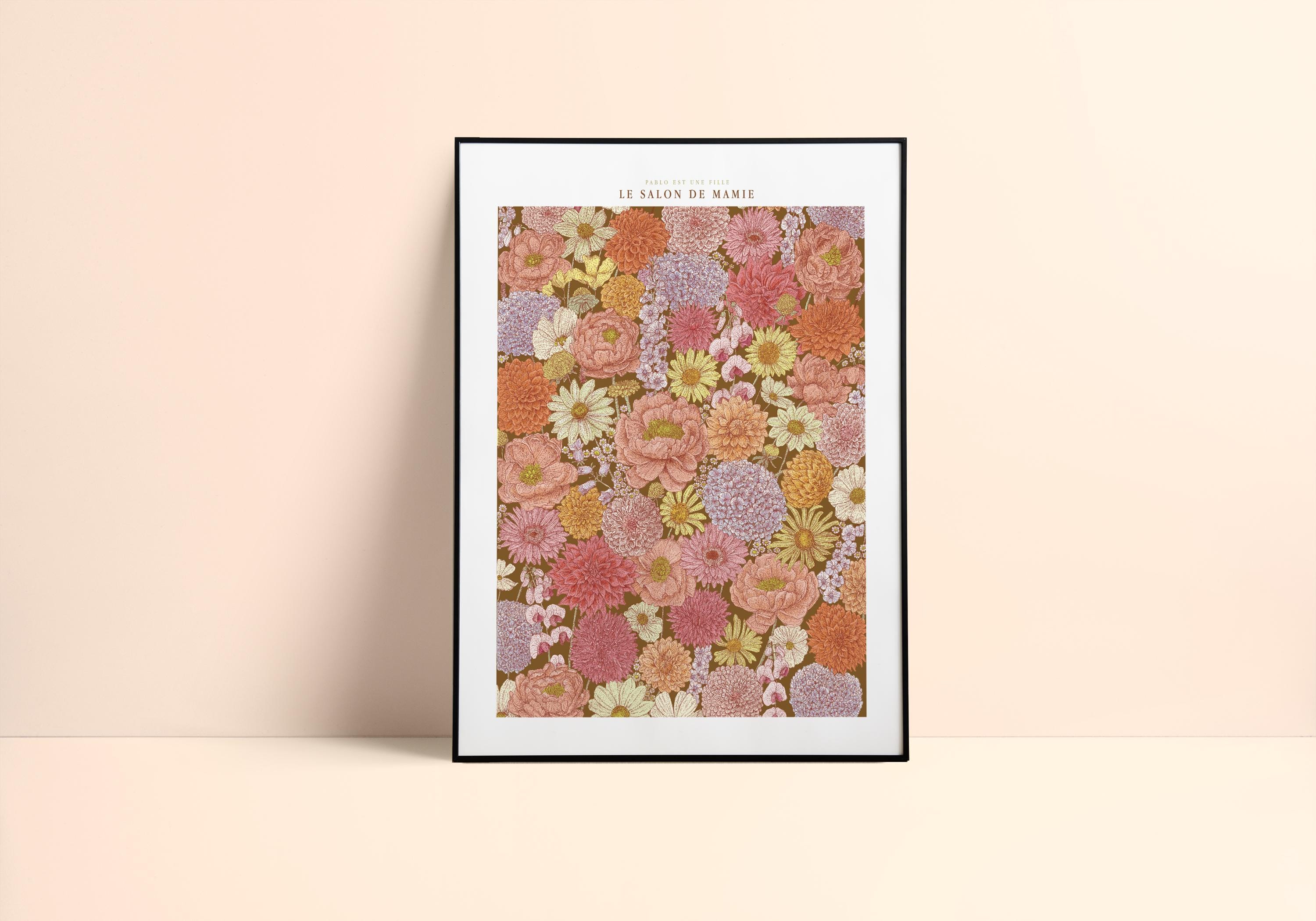 Tapisserie Murale Florale Brodée Main Fusion Furnishing - Coton Multicolore 90cm