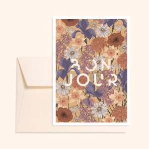 Carte Postale Bonjour - Illustration dessinée à la main - Impression sur papier épais texturé - avec enveloppe - Pablo est une fille