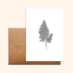 Carte et enveloppe kraft - Lilas - Illustration dessinée à la main - Impression sur papier épais texturé - Pablo est une fille