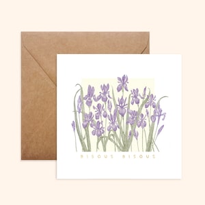 Kraft Card and Envelope - Iris - Hand Drawn Illustration - Printed on Thick Textured Paper - Pablo is a Girl