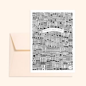 Karte und elfenbeinfarbener Umschlag - Rennes Stadt Königin - Handgezeichnete Illustration - Druck auf dickem strukturiertem Papier - Pablo ist ein Mädchen