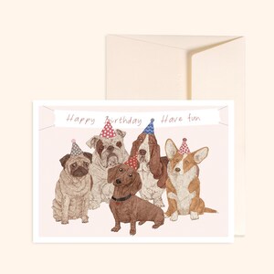 Birthday card + envelope "TOUTOUS" Hand-drawn illustration - Printed on thick textured paper - Pablo is a girl