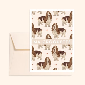 Card + envelope "Ma Croquette" - Basset - Hand-drawn illustration - Printed on thick textured paper - Pablo is a girl