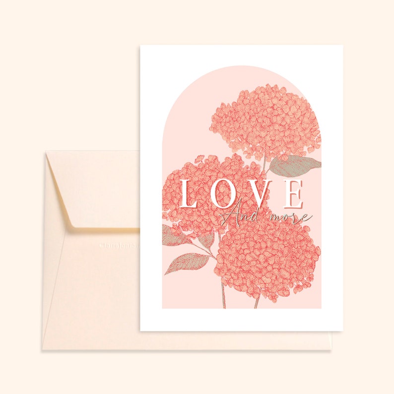 Postcard Love and more Format 14.8cm x 10.5cm A6 ivory envelope thick paper image 1