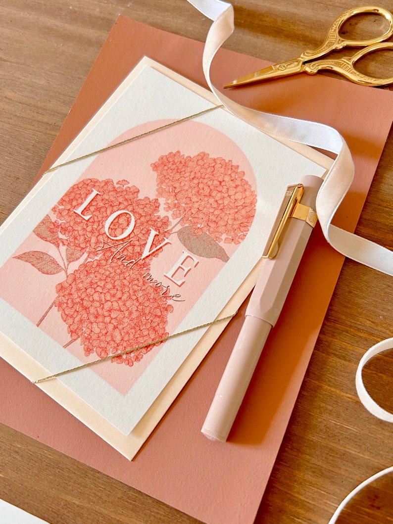 Postcard Love and more Format 14.8cm x 10.5cm A6 ivory envelope thick paper image 2