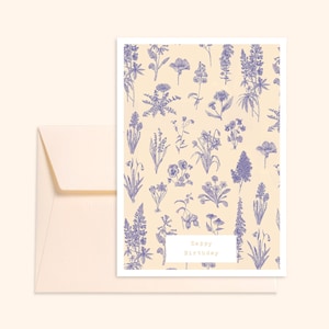 Ivory card and envelope - Happy Birthday - Hand-drawn illustration - Printing on thick textured paper - Pablo is a girl