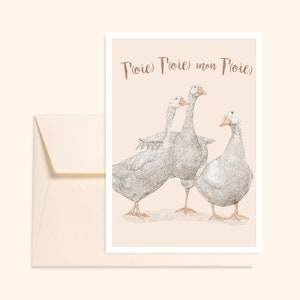 Carte Postale Oies - Illustration dessinée à la main - Impression sur papier épais texturé - vendue avec enveloppe - Pablo est une fille