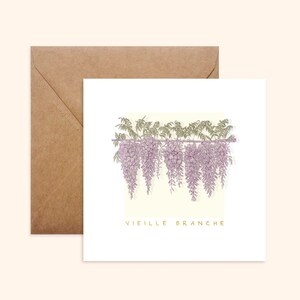 Card and Kraft Envelope - Wisteria - Hand Drawn Illustration - Printed on Thick Textured Paper - Pablo is a Girl