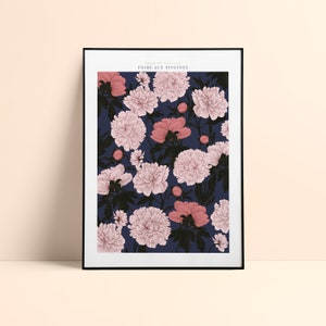 "Peony Fair" poster - Illustration drawn on a graphics tablet - Printed on thick textured paper - Pablo is a girl