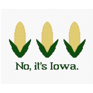Field of Dreams No It’s Iowa cross stitch pattern baseball country rural agriculture farming farmer corn green yellow movie quote