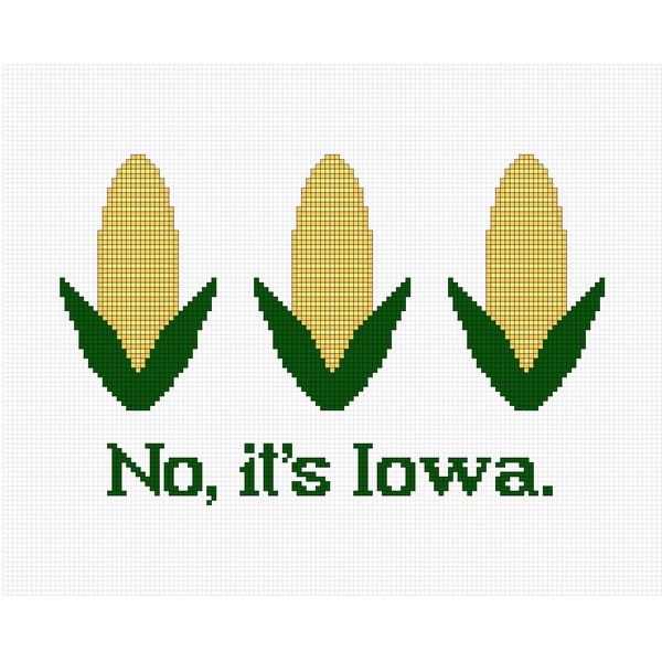 Field of Dreams No It’s Iowa cross stitch pattern baseball country rural agriculture farming farmer corn green yellow movie quote