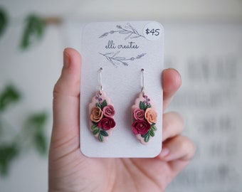 Floral clay earrings