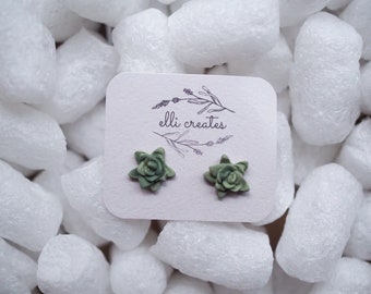 Succulent clay stud earrings