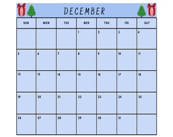 Calendar December Etsy