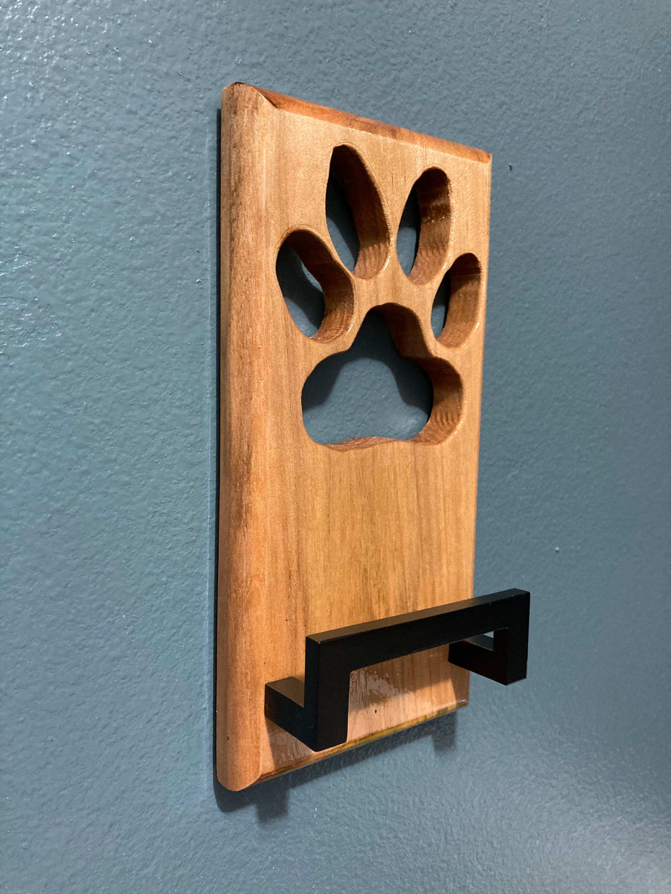 WallMounted Solid Maple Dog Leash Holder Etsy