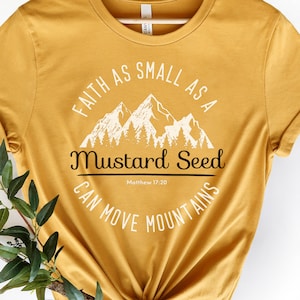 Tron som ett senapsfrö, kristen t-shirt, kyrklig t-shirt, bibelvers t-shirt, inspirerande t-shirt, Jesus t-shirt, Matteus 17:20