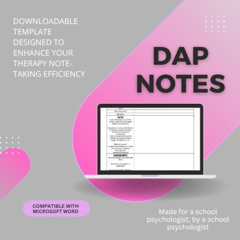 DAP Notes Template for Therapy - Etsy Australia