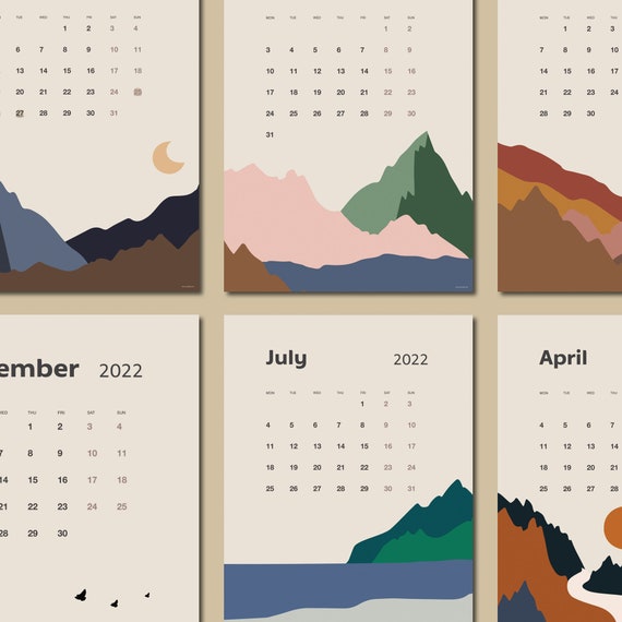 printable calendar 2022 with uk holidays instant digital etsy