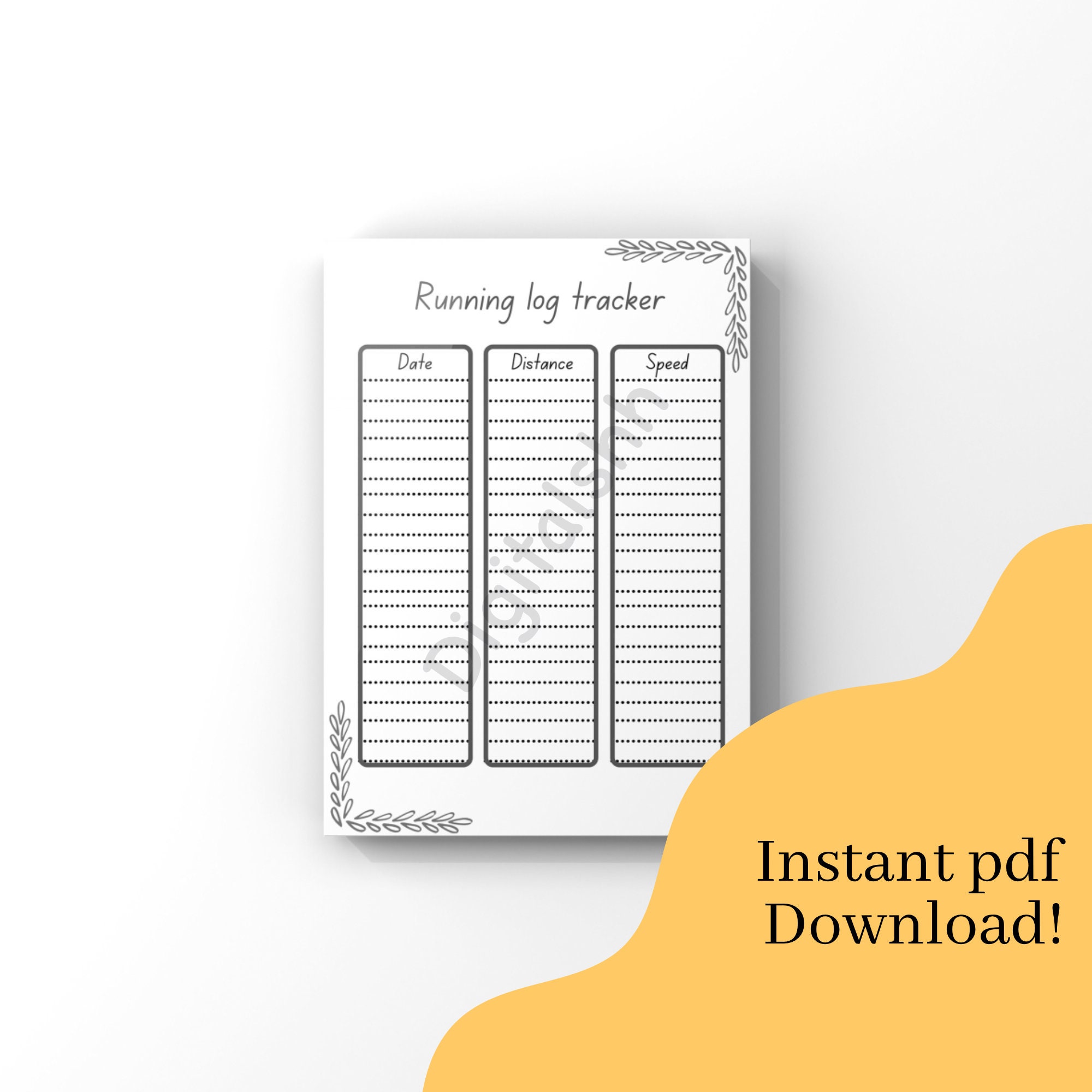 Printable running tracker fitness journal simple and easy | Etsy