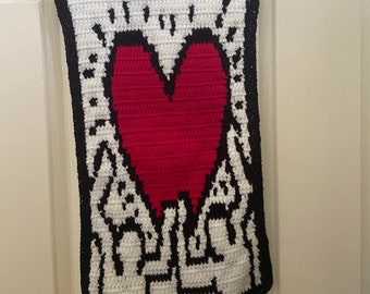 Crochet Tapestry Wall Hanging Home Decor Keith Haring Art Artist LGBTQ Red Heart Portrait