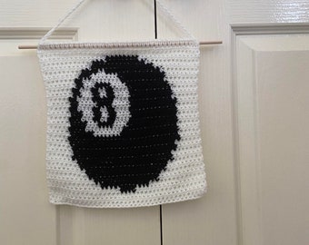 Crochet Tapestry Wall Hanging Home Decor 8 Ball Pool Billiard