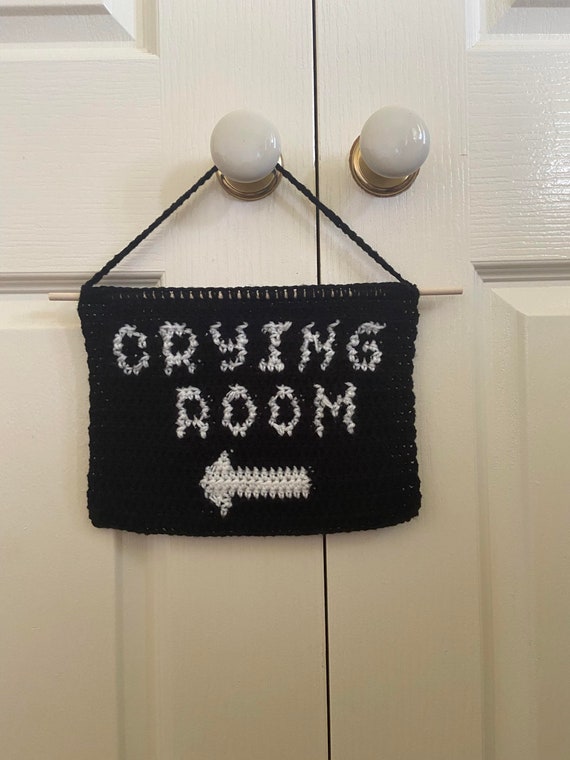 Crochet Tapestry Wall Hanging Home Decor Funny Joke Humor Alt Emo Alternative Art Sign Etsy