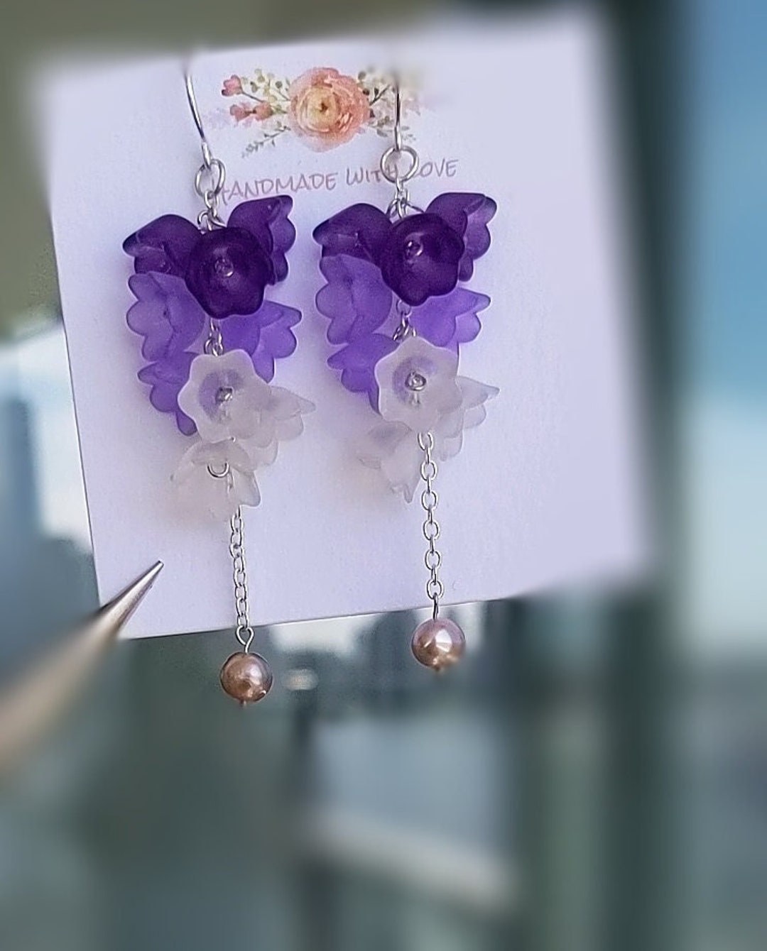Wisteria Earrings Lilac/purple Floral Earring Freshwater Etsy