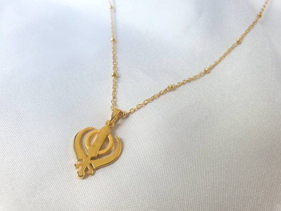 Gold chain with best sale khanda