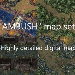 RPG Top-down-Battle Map Pack "Ambush" kann mit DnD und anderen Tabletop-RPGs verwendet werden