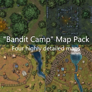 Top-down-Battle Map Pack "Bandit Camps" kann für DnD und andere Tabletop-RPGs verwendet werden