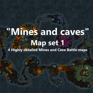 RPG top down battle map pack &quot;Mine and cave map set 1&quot; can be used for DnD and other tabletop RPGs