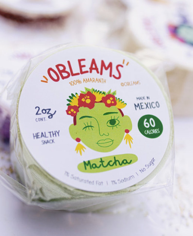 Obleams - Amaranth Wafers - Obleas de Amaranto - Healthy Snack - Vegan - Snack Saludable - Sugar Free - Oblea - Organic - Coconut - Taro - Matcha - Low Calorie - Keto - School Safe - Clean Ingredientes - Kalan - Amarea