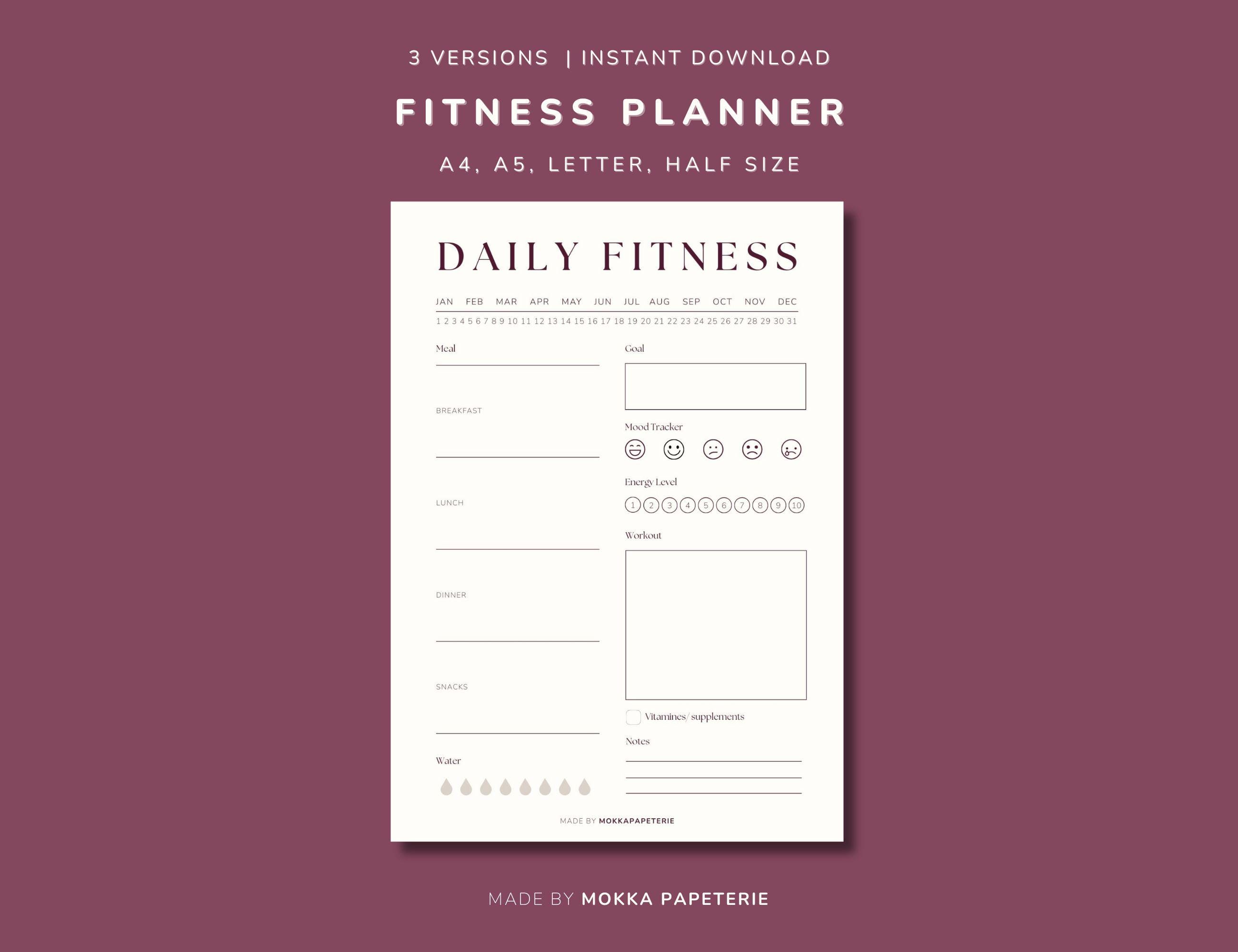 Fitness Planner - Sports Tracker - Printable and Fillable PDF, A4/a5 ...