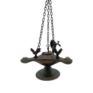Antique Brass Triple Wick Oil Lamp: Ottoman Aladdin Decor