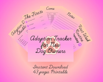 Planificador imprimible para la adopción de perros / Planificador para nuevos dueños de perros / Registro de entrenamiento canino / Seguimiento del cuidado de mascotas / Planificador para perros rescatados / Descarga instantánea