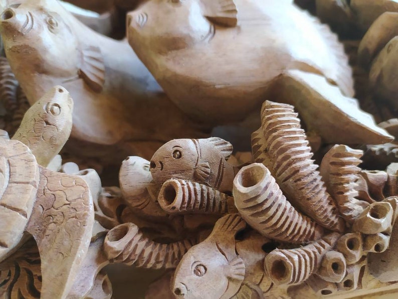 Super Intricate Underwater Wood Carving Hand Made Hand Etsy