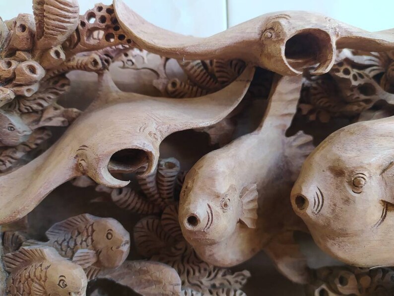 Super Intricate Underwater Wood Carving Hand Made Hand Etsy