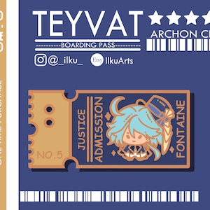 Genshin Archon Rose Gold Furina Ticket Enamel Pins